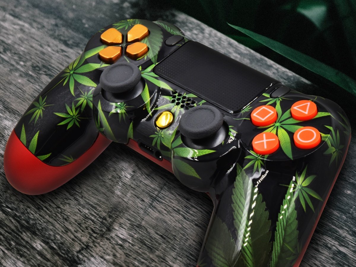 PS4 Custom Controller - Green Weed