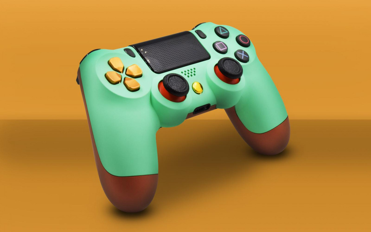 PS4 Mint Green Custom Controller with Cooper Back Shell