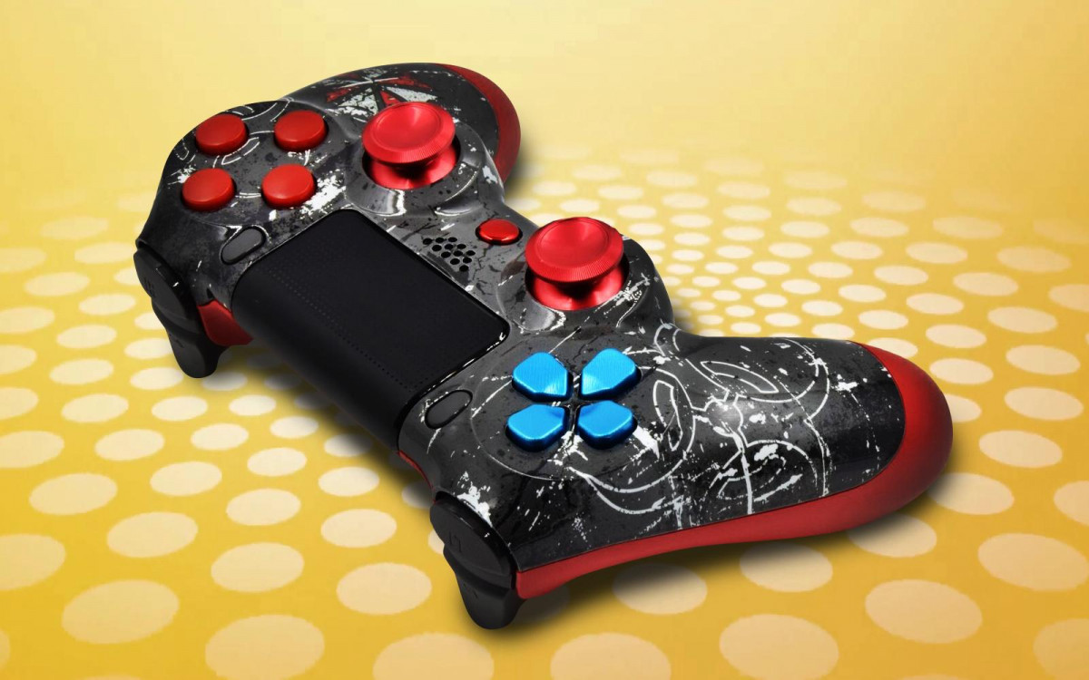 PS4 Resident Evil Custom Controller with Red Accents