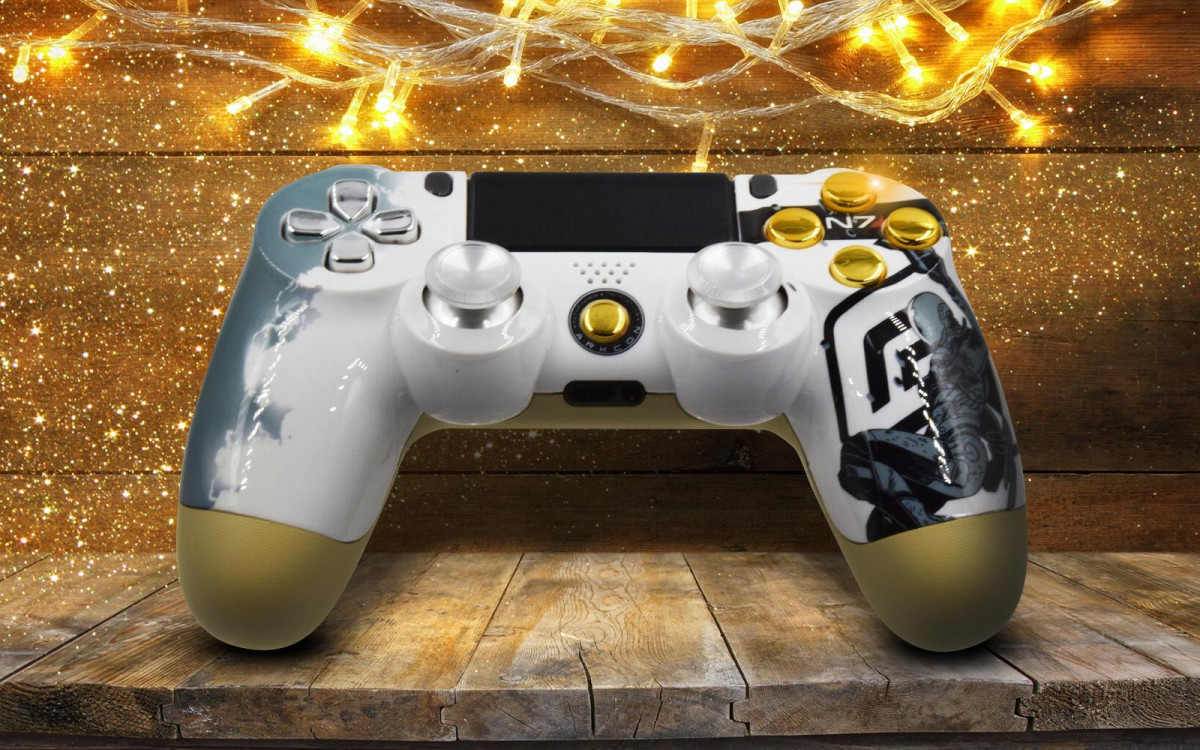 PS4 White And Gold Custom Controller