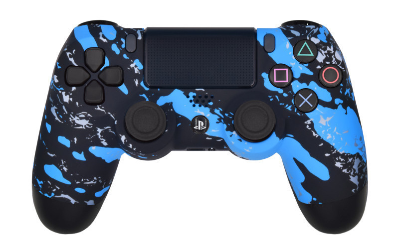PS4 Pro Blue Splatter Custom Modded Controller
