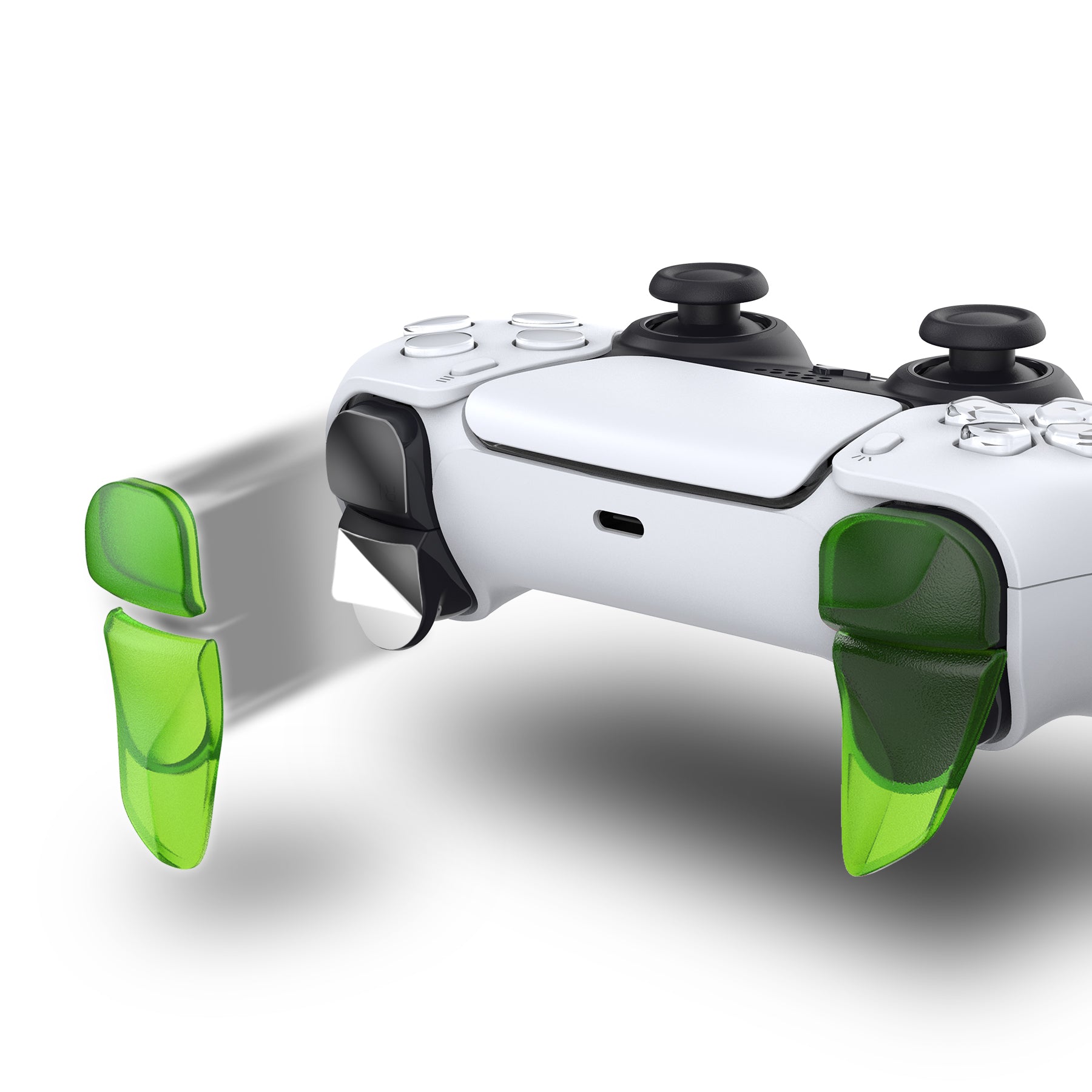 PlayVital PS5 Controller Trigger Extenders - Clear Green