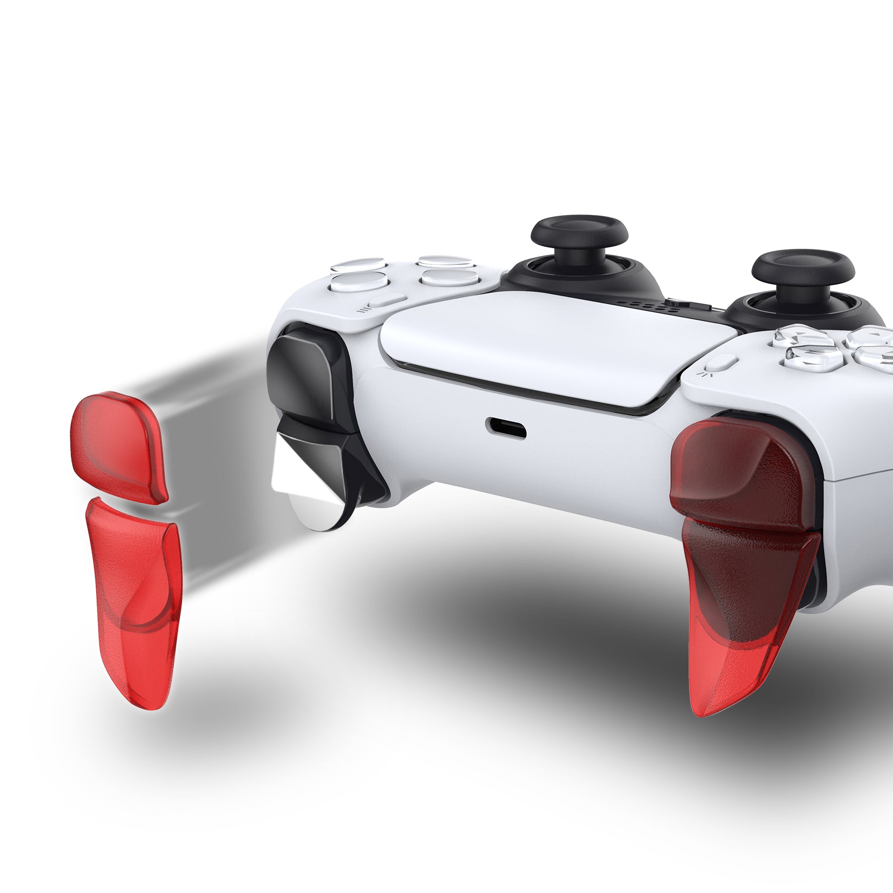 PlayVital PS5 Controller Trigger Extenders - Clear Red
